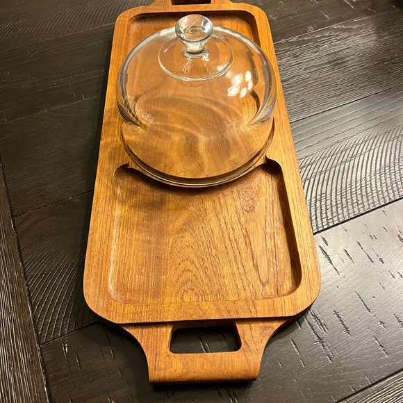 Julie Pomerantz Inc cheese tray with glass dome cover vintage - Picture 2 of 7